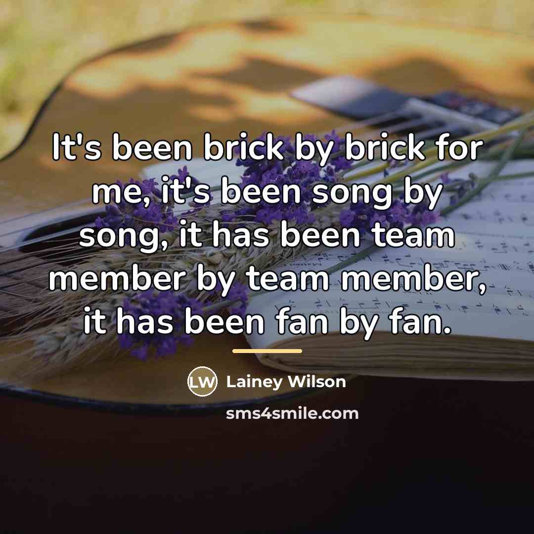 “It's been brick by brick for me, it's been song…” quote by Lainey Wilson