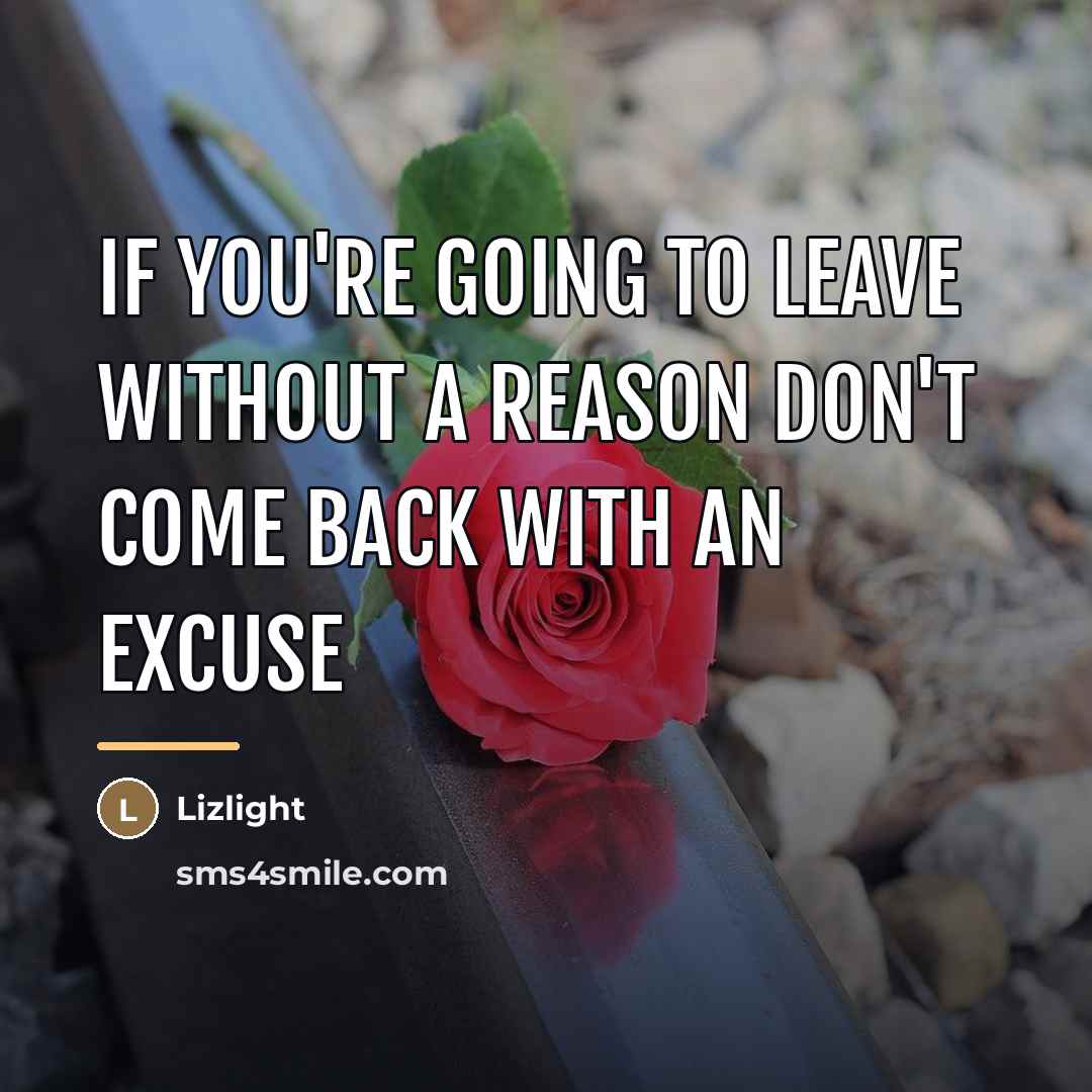 “If you're going to leave without a reason don't come…” quote by Lizlight