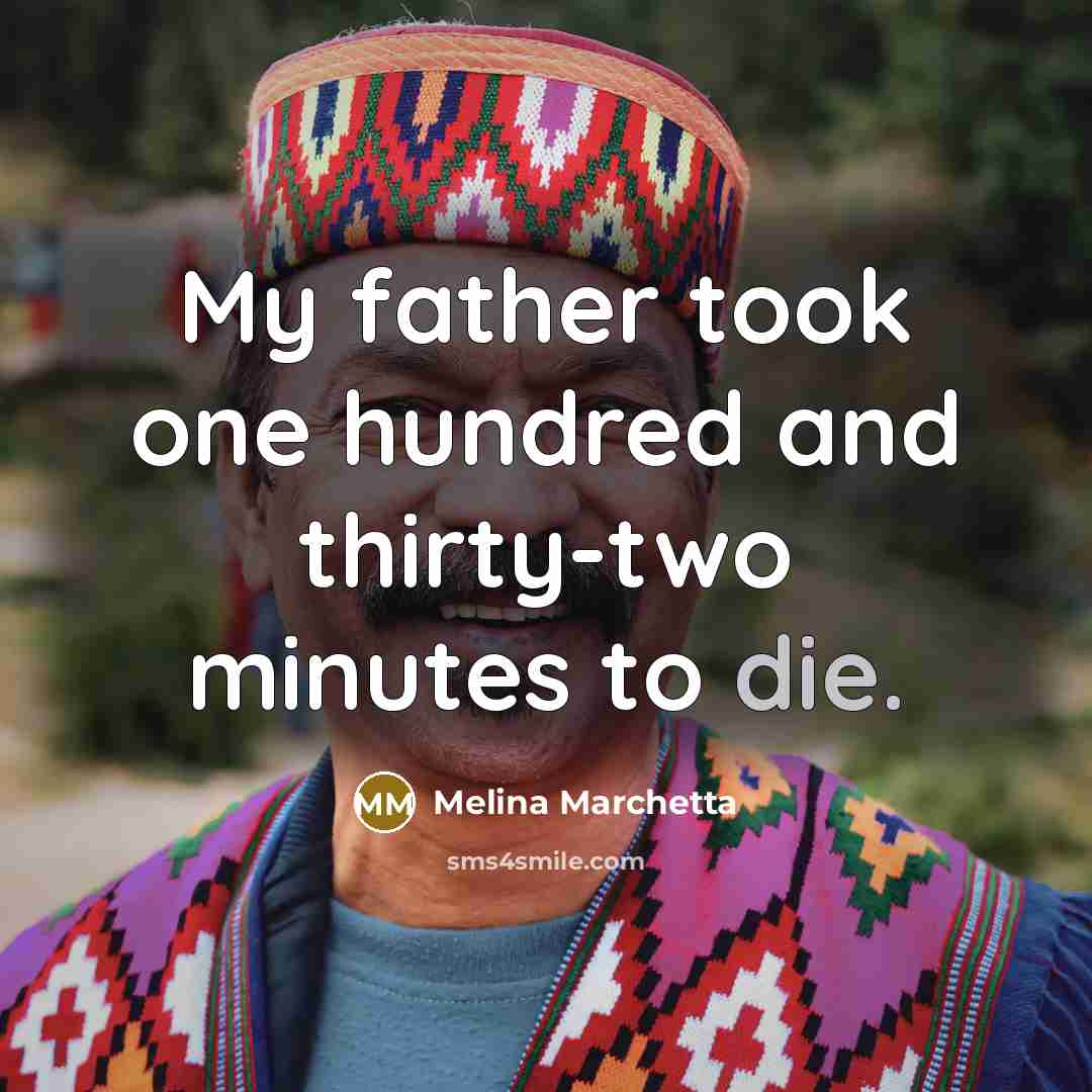 “My father took one hundred and thirty-two minutes to die.…” quote by Melina Marchetta