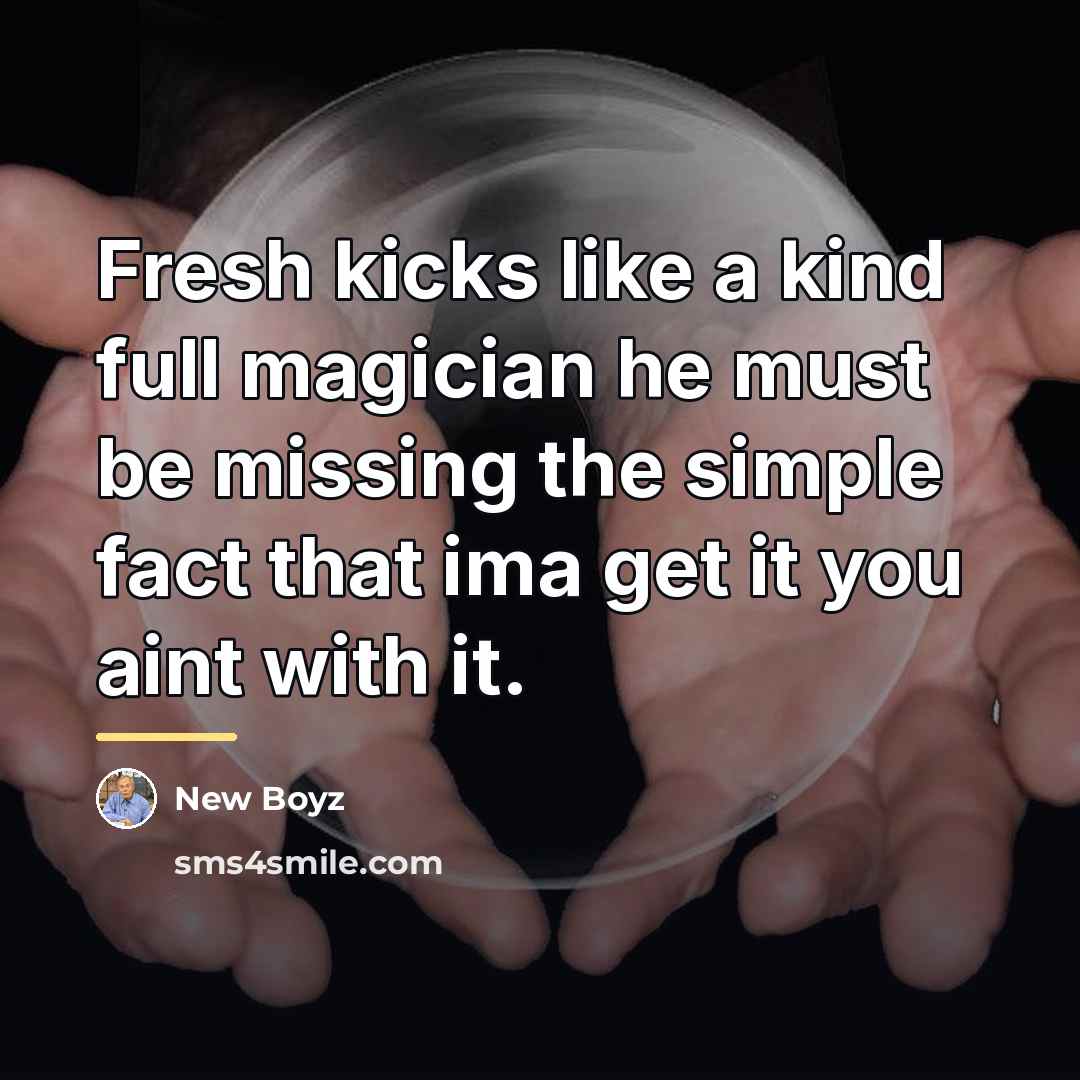 “Fresh kicks like a kind full magician he must be…” quote by New Boyz