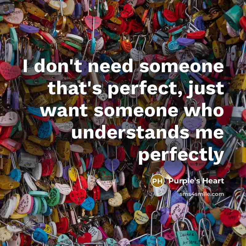 “I don't need someone that's perfect, just want someone who…” quote by Purple's Heart