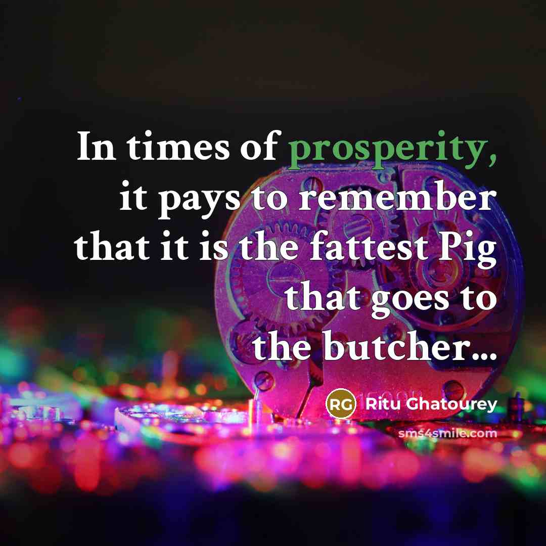 “In times of prosperity, it pays to remember that it…” quote by Ritu Ghatourey