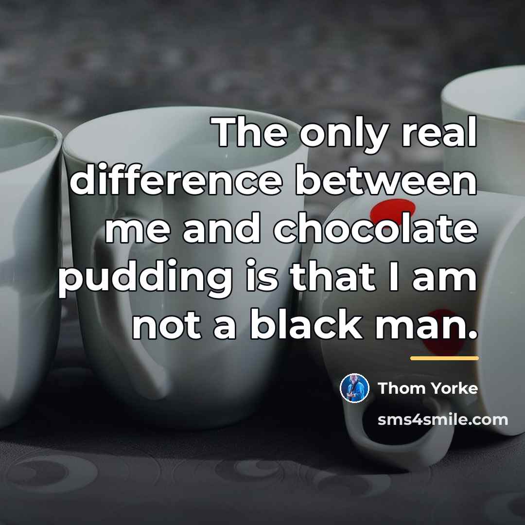 “The only real difference between me and chocolate pudding is…” quote by Thom Yorke