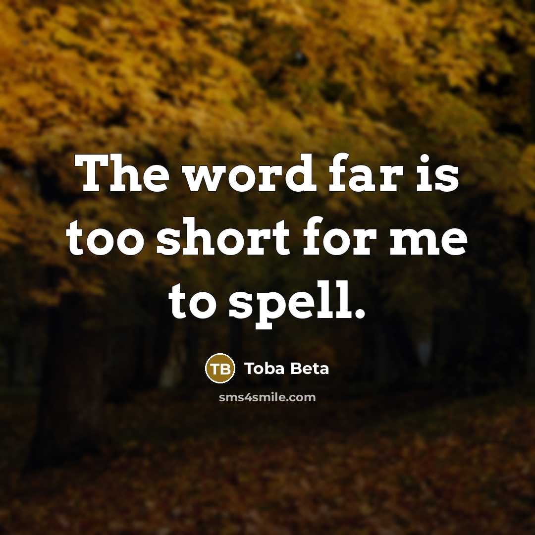 “The word far is too short for me to spell.…” quote by Toba Beta