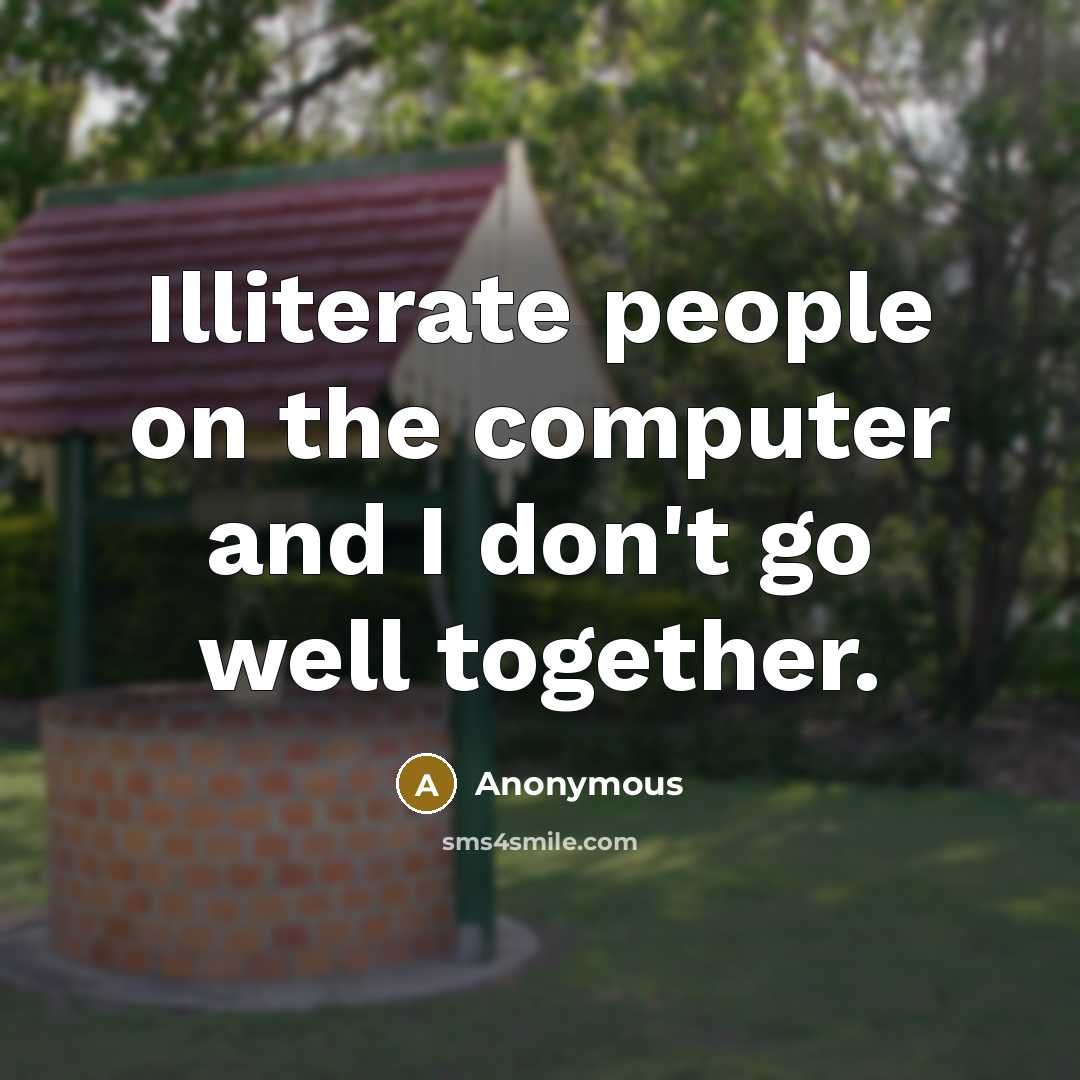 “Illiterate people on the computer and I don't go well together.” quote by Anonymous