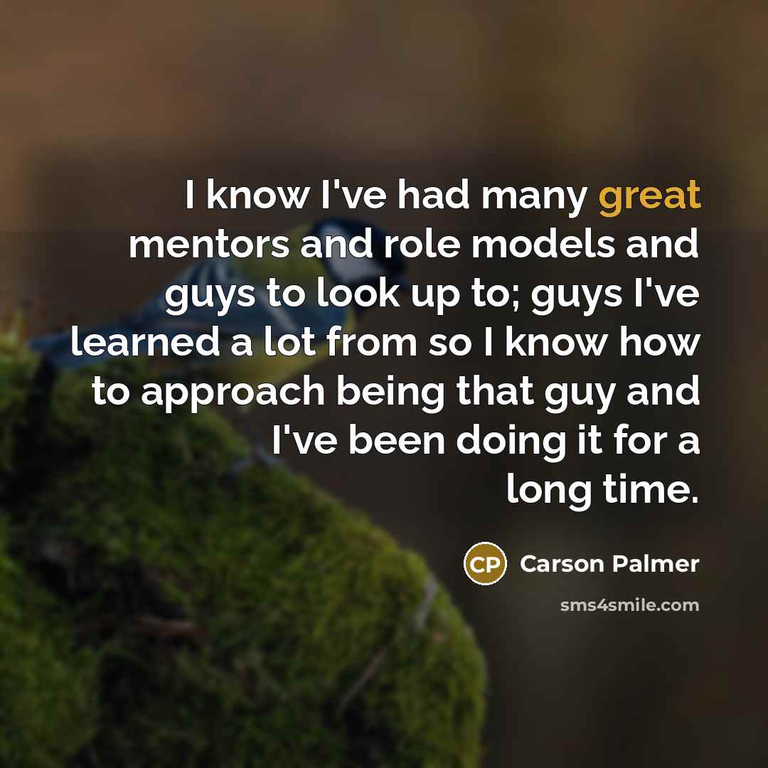 “I know I've had many great mentors and role models…” quote by Carson Palmer