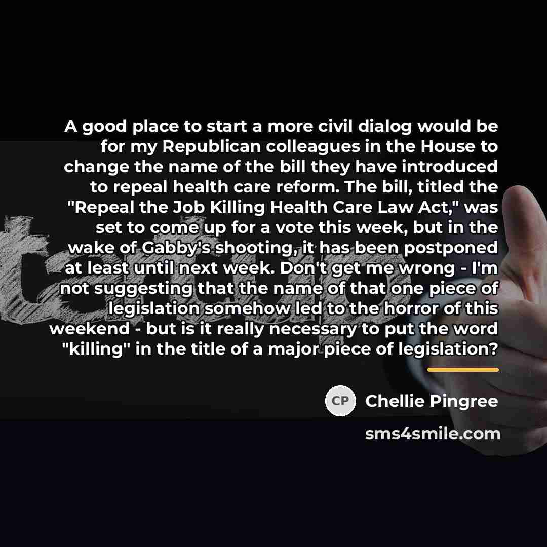 “A good place to start a more civil dialog would…” quote by Chellie Pingree