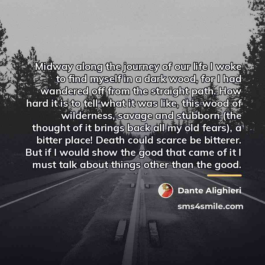 “Midway along the journey of our life I woke to…” quote by Dante Alighieri