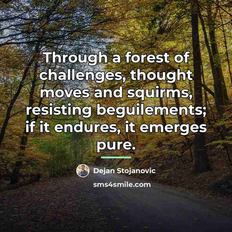 “Through a forest of challenges, thought moves and squirms, resisting…” quote by Dejan Stojanovic