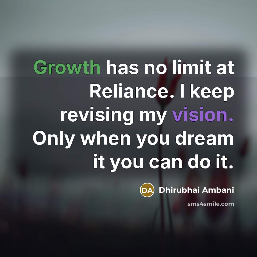 “Growth has no limit at Reliance. I keep revising my…” quote by Dhirubhai Ambani
