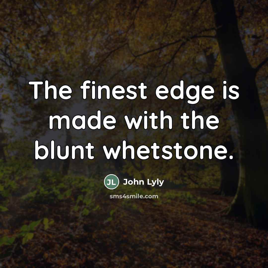 “The finest edge is made with the blunt whetstone.…” quote by John Lyly