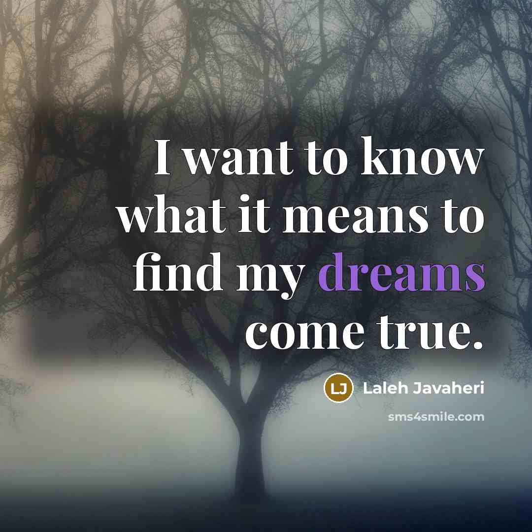 “I want to know what it means to find my…” quote by Laleh Javaheri