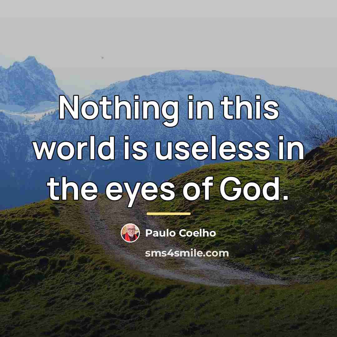 “Nothing in this world is useless in the eyes of…” quote by Paulo Coelho