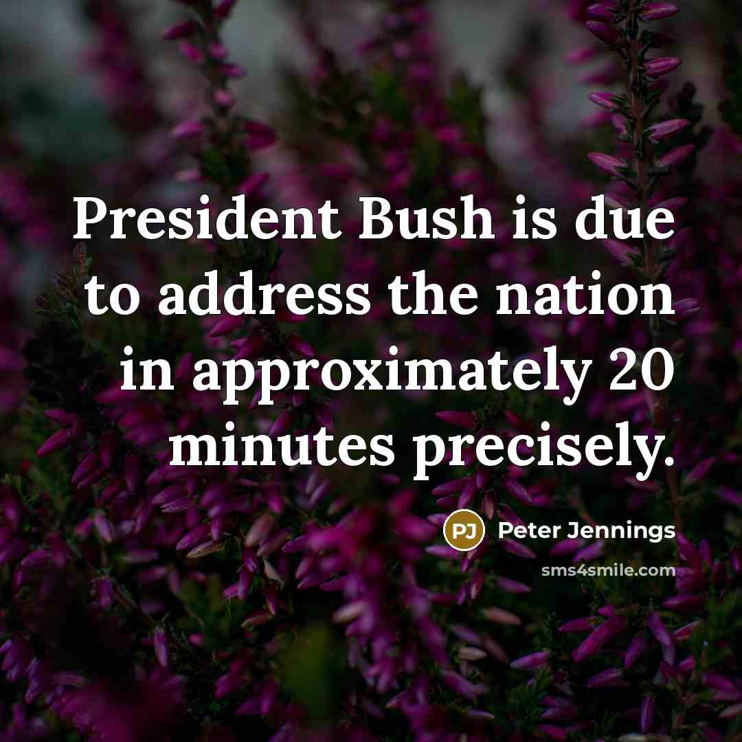 “President Bush is due to address the nation in approximately…” quote by Peter Jennings