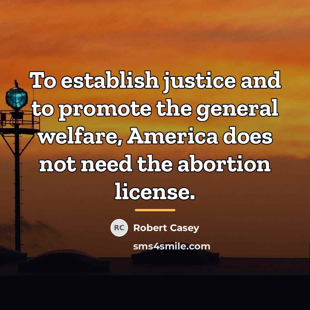 “To establish justice and to promote the general welfare, America…” quote by Robert Casey