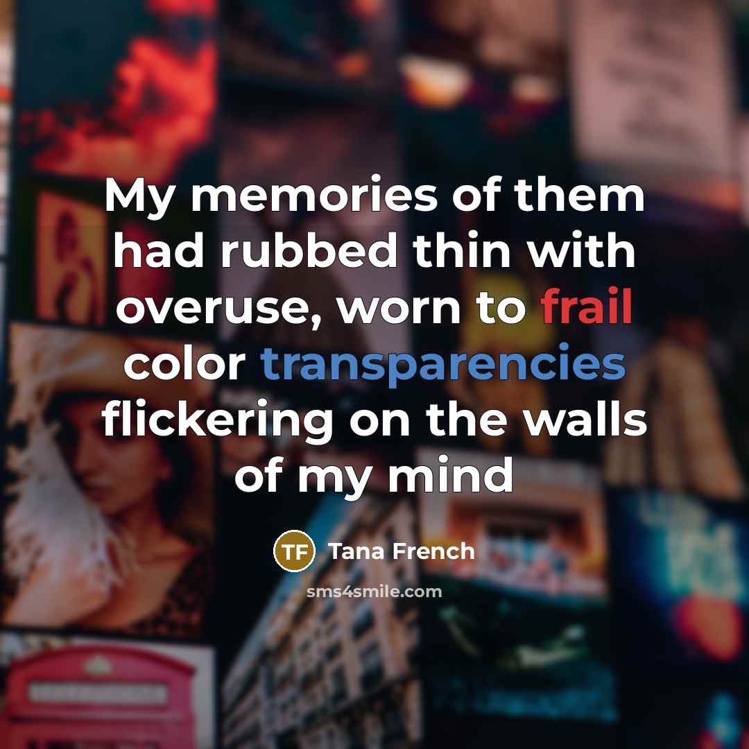“My memories of them had rubbed thin with overuse, worn…” quote by Tana French