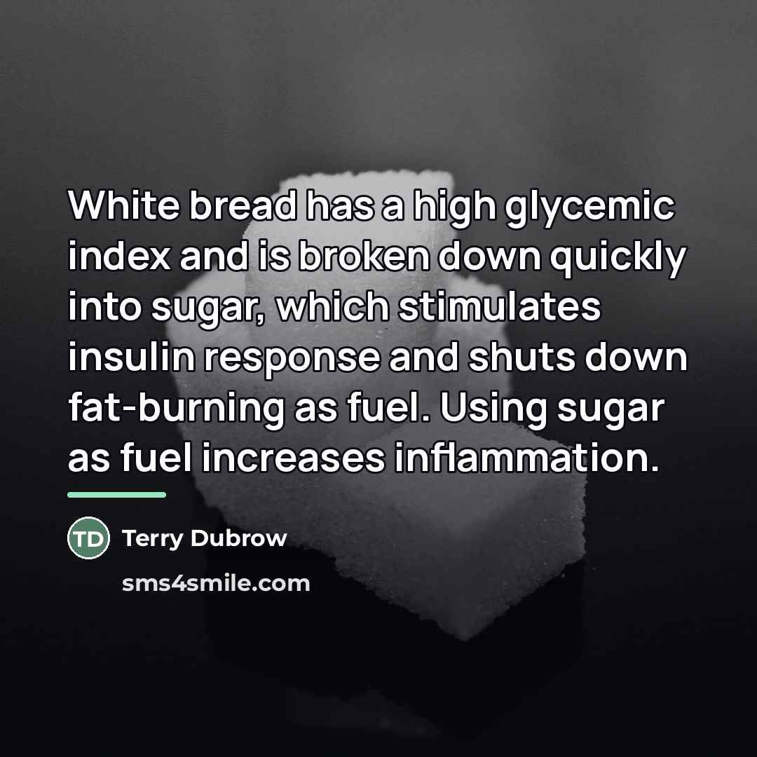 “White bread has a high glycemic index and is broken…” quote by Terry Dubrow