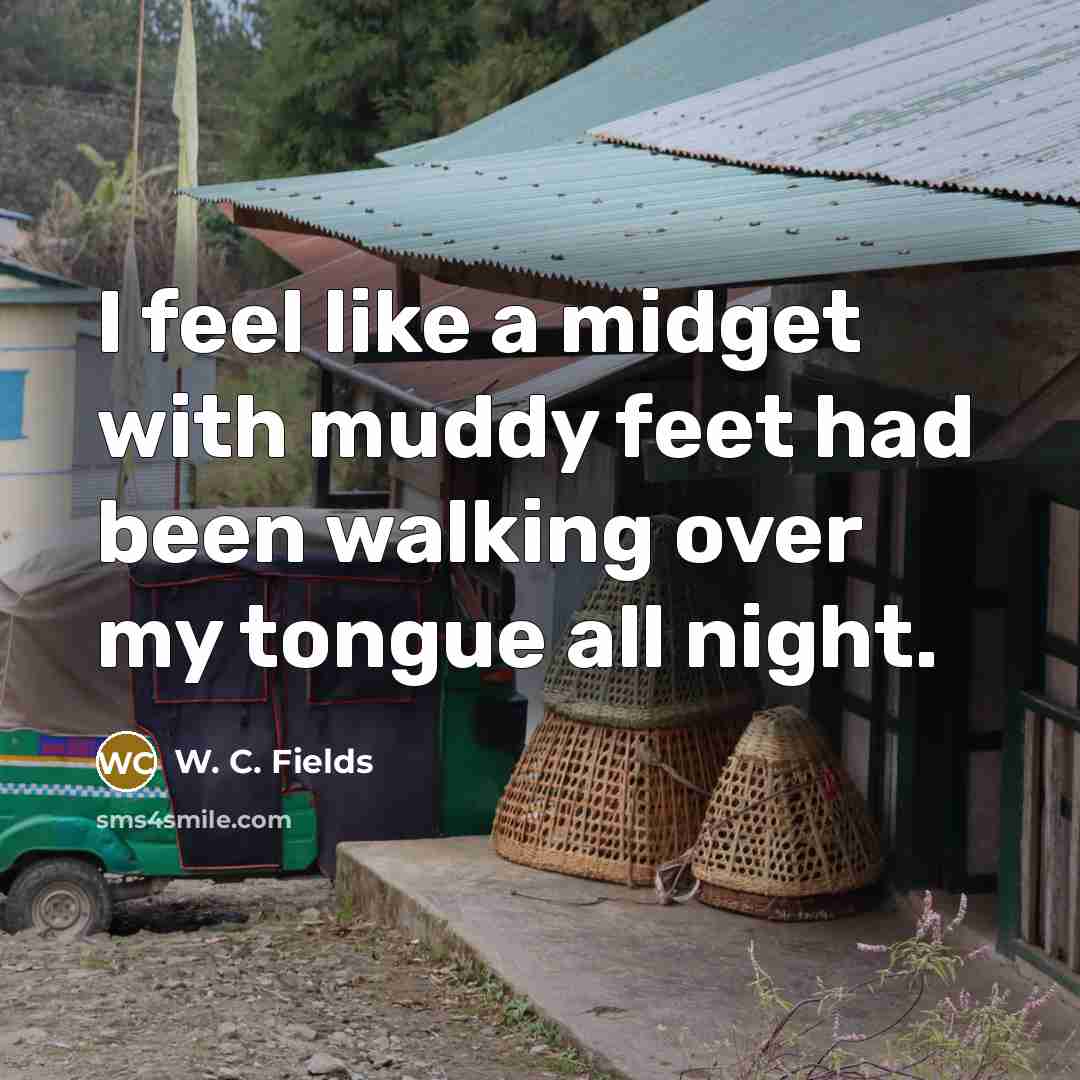 “I feel like a midget with muddy feet had been…” quote by W. C. Fields