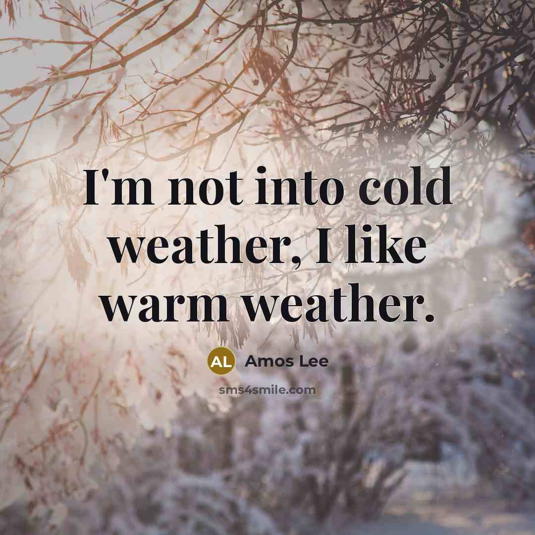 “I'm not into cold weather, I like warm weather.…” quote by Amos Lee