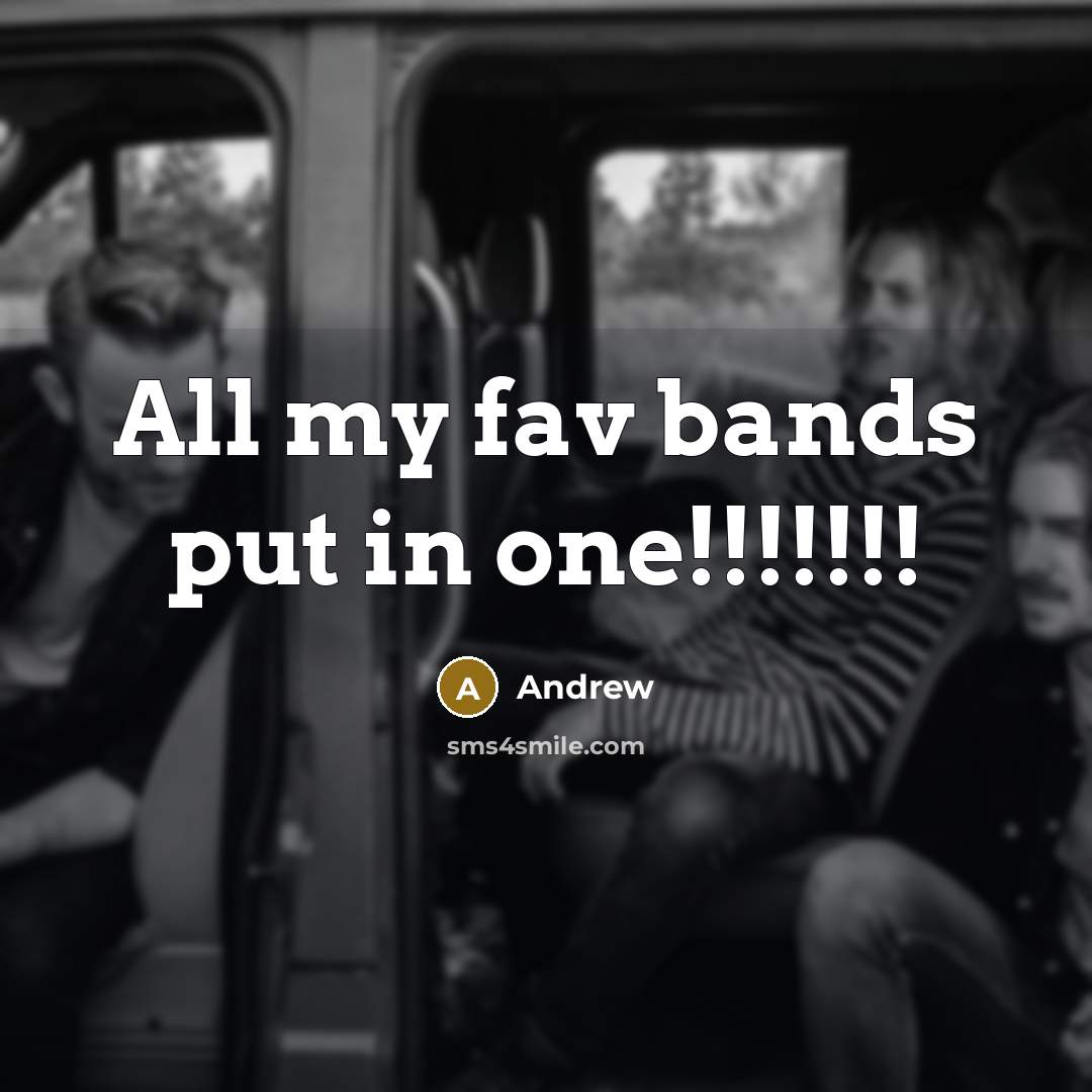 “All my fav bands put in one!!!!!!!” quote by Andrew