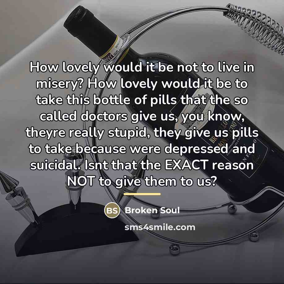 “How lovely would it be not to live in misery?…” quote by Broken Soul