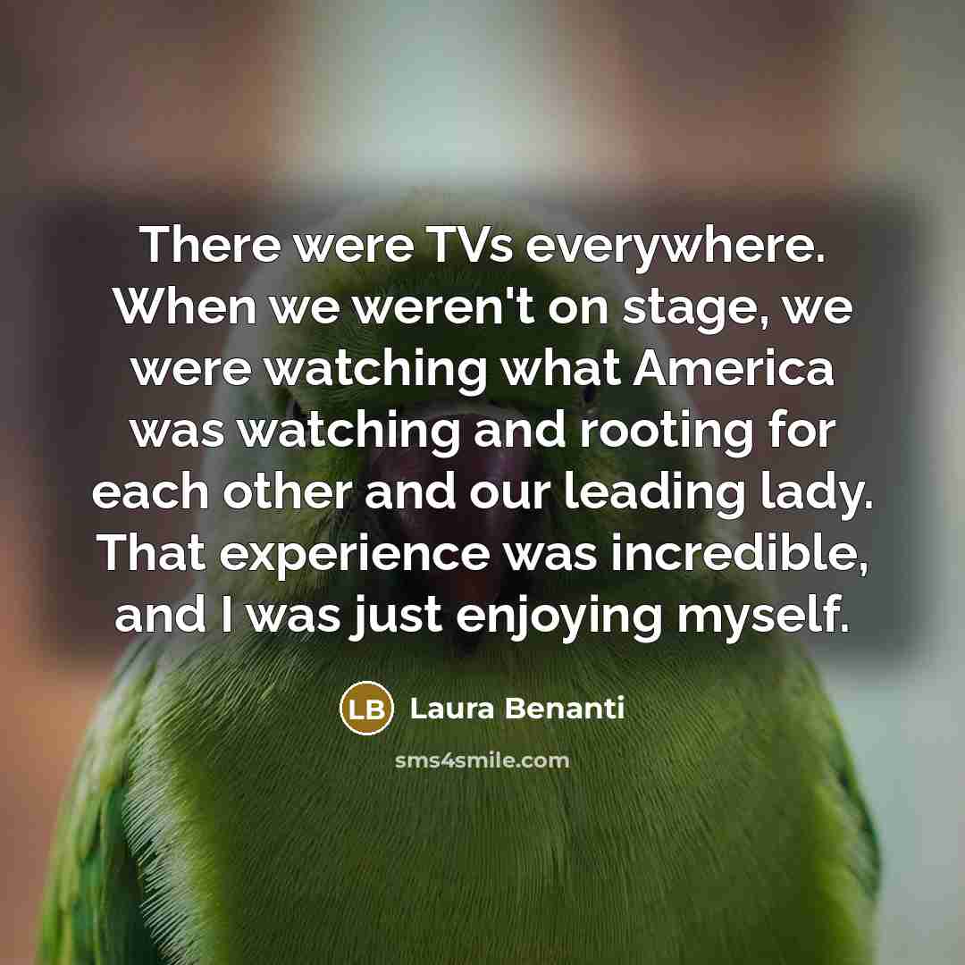 “There were TVs everywhere. When we weren't on stage, we…” quote by Laura Benanti