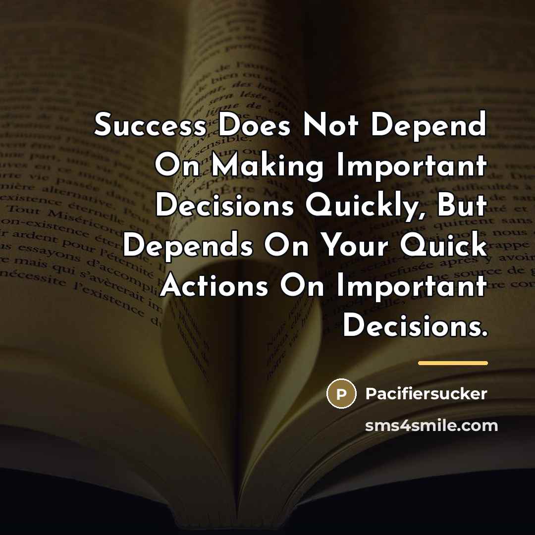 “Success Does Not Depend On Making Important Decisions Quickly, But…” quote by Pacifiersucker