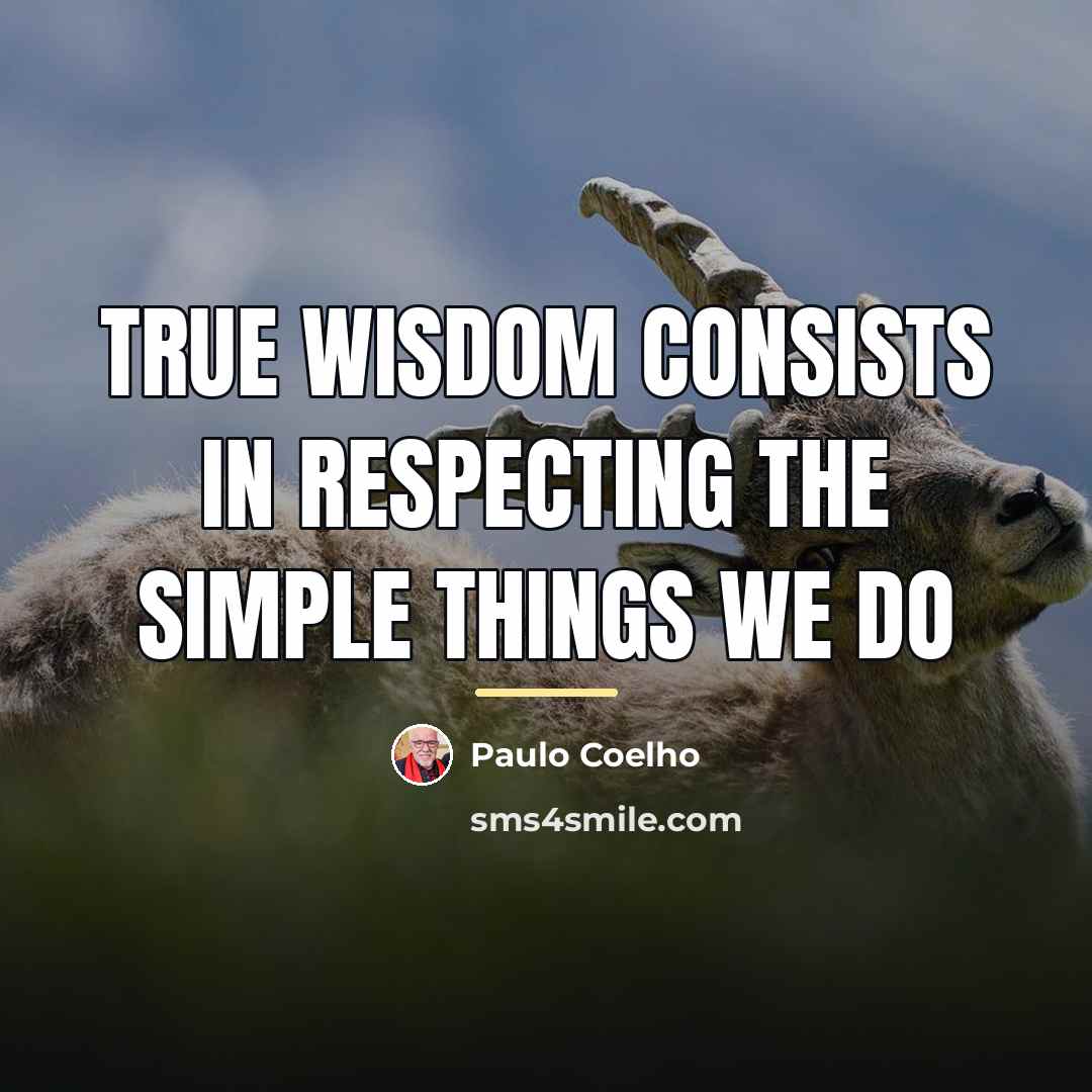“True wisdom consists in respecting the simple things we do…” quote by Paulo Coelho