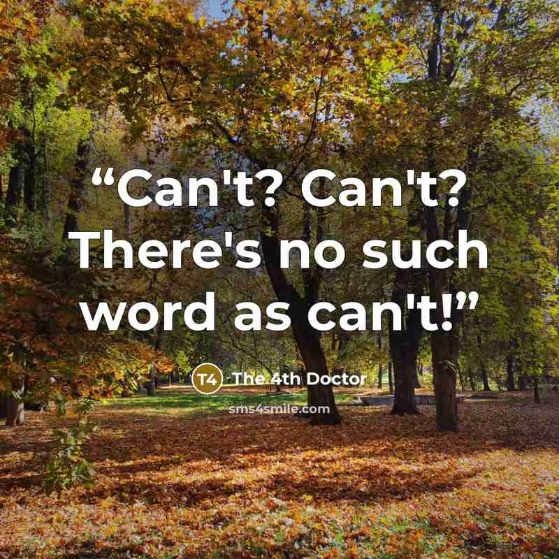 “Can't? Can't? There's no such word as can't!” quote by The 4th Doctor