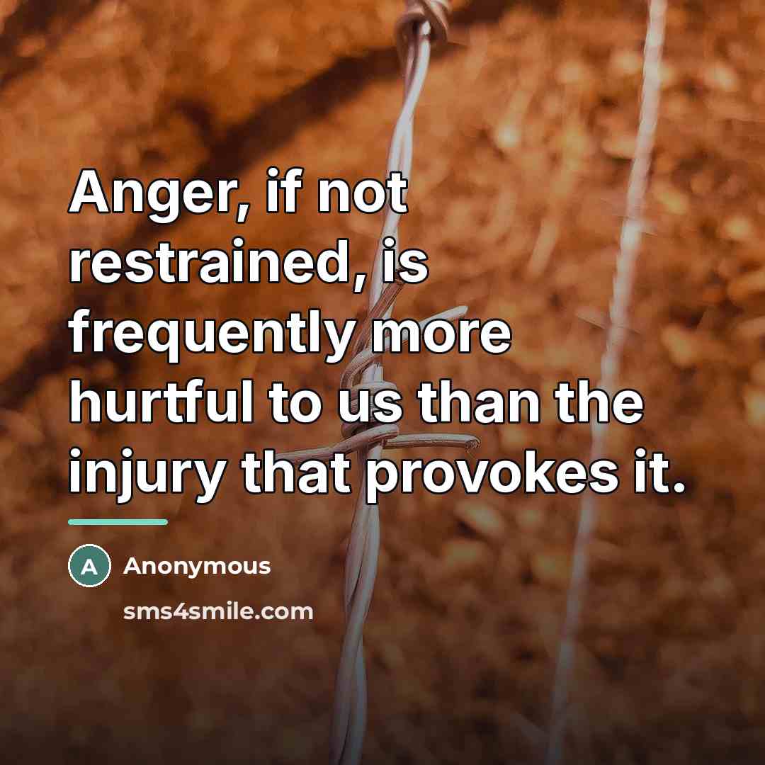 “Anger, if not restrained, is frequently more hurtful to us…” quote by Anonymous