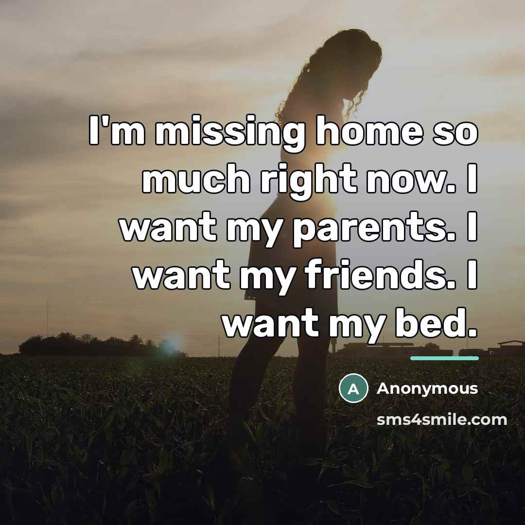 “I'm missing home so much right now. I want my…” quote by Anonymous
