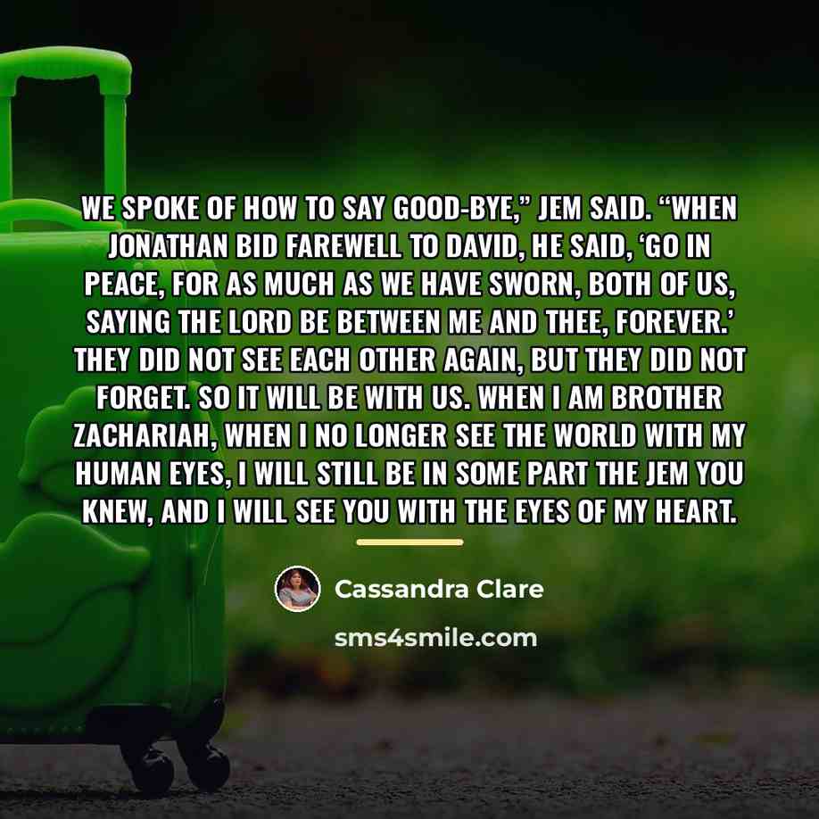 “We spoke of how to say good-bye,” Jem said. “When…” quote by Cassandra Clare