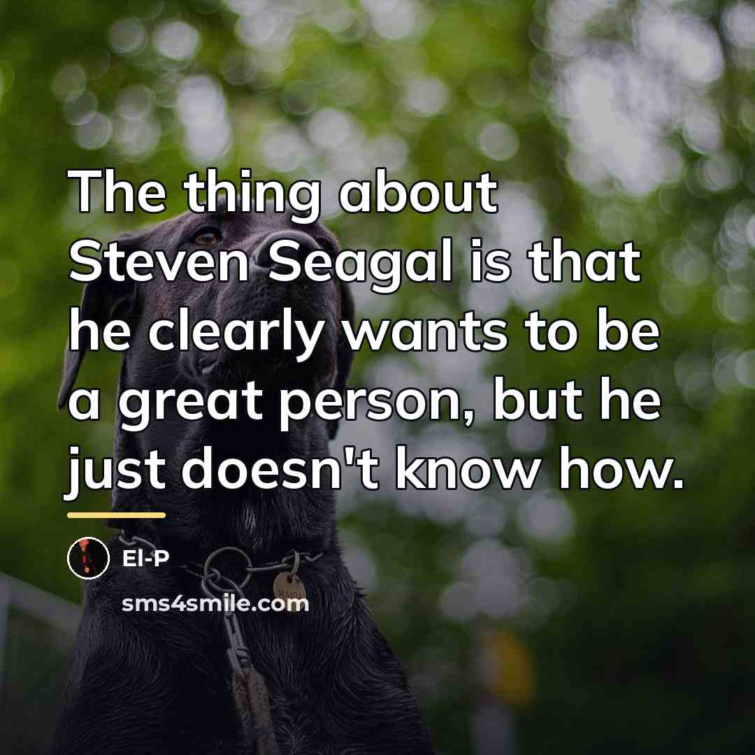 “The thing about Steven Seagal is that he clearly wants…” quote by El-P