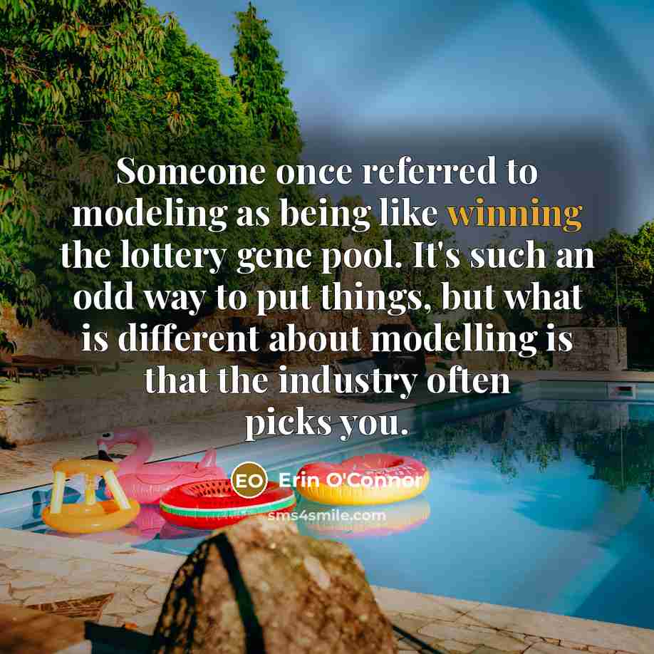 “Someone once referred to modeling as being like winning the…” quote by Erin O'Connor