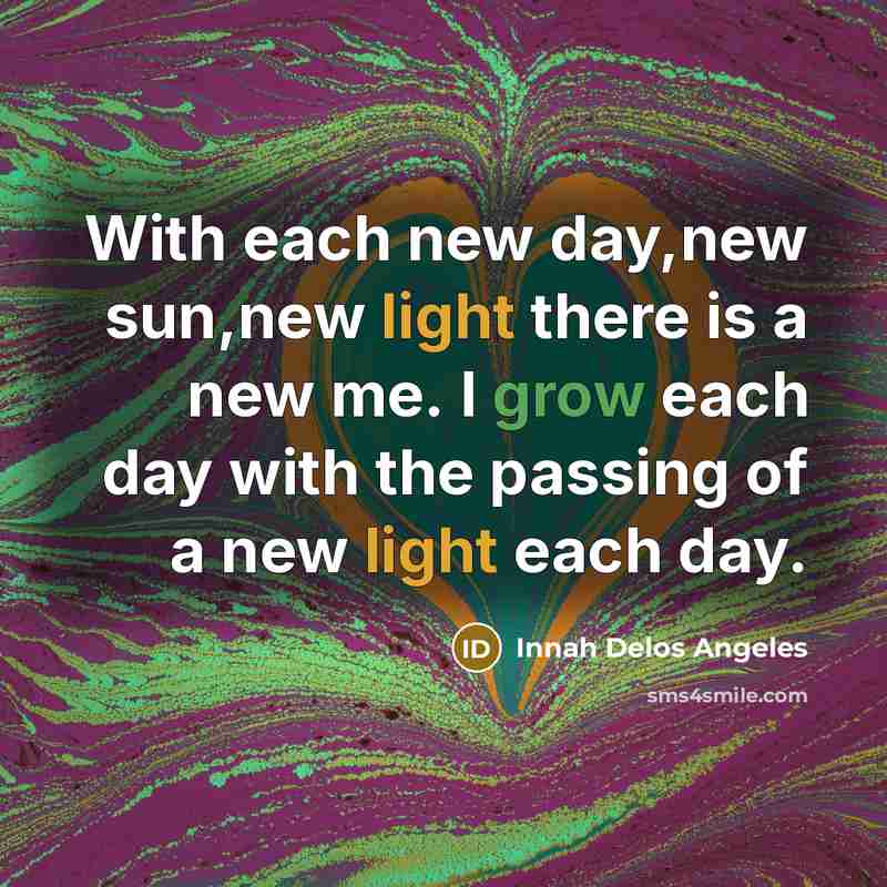 “With each new day,new sun,new light there is a new…” quote by Innah Delos Angeles