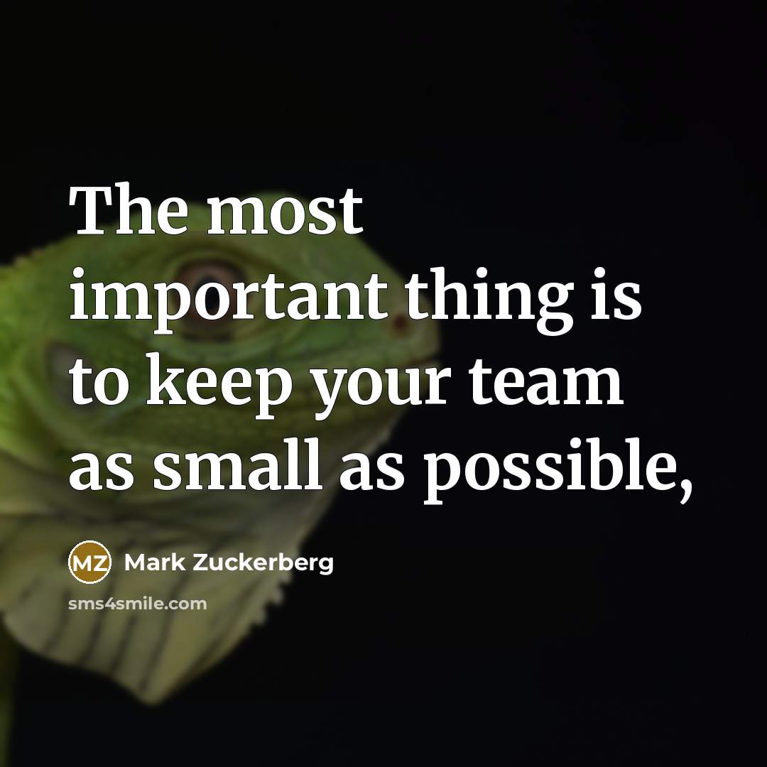 “The most important thing is to keep your team as small as possible,” quote by Mark Zuckerberg