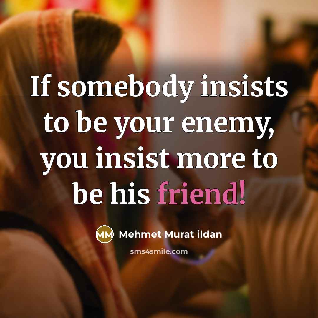 “If somebody insists to be your enemy, you insist more…” quote by Mehmet Murat Ildan