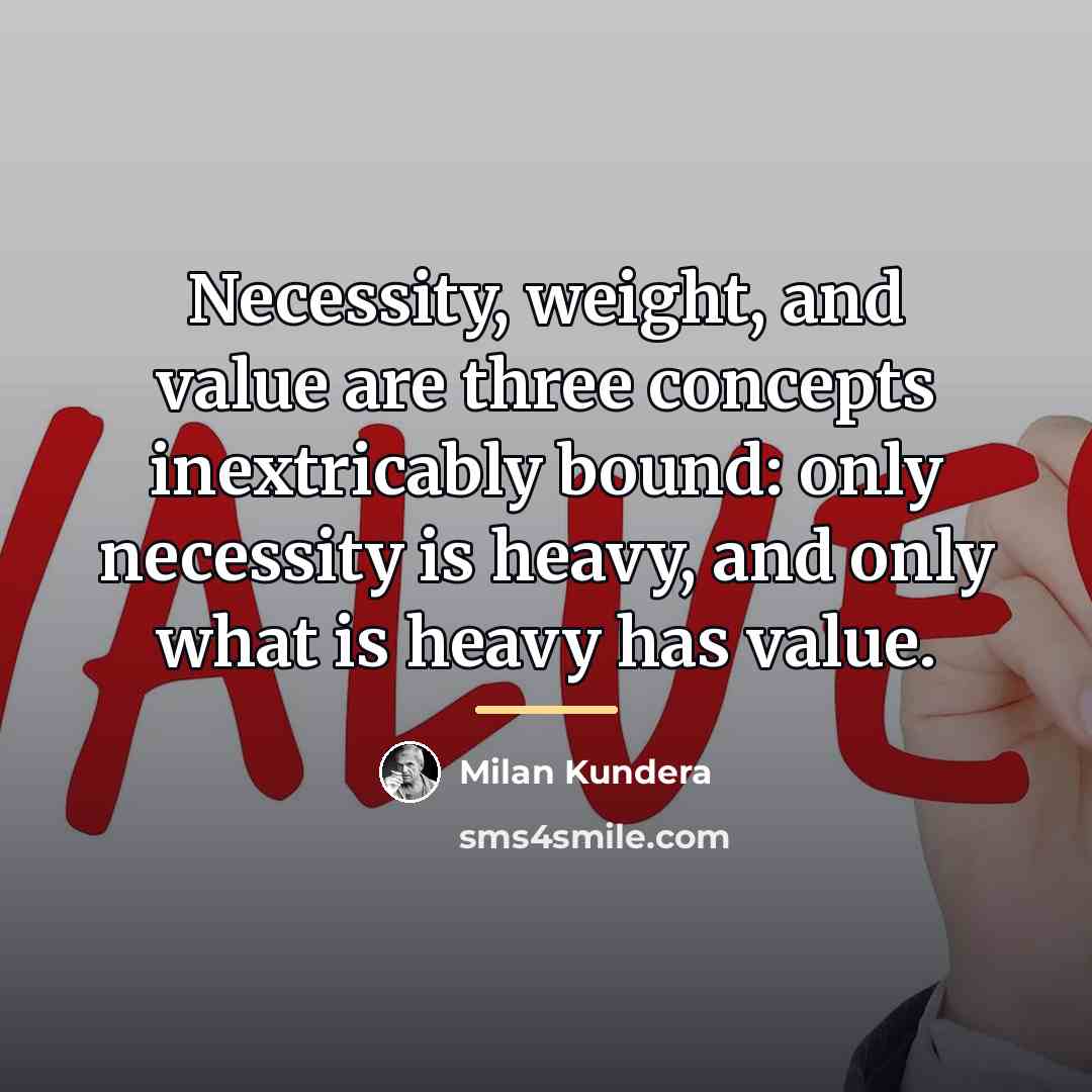 “Necessity, weight, and value are three concepts inextricably bound: only…” quote by Milan Kundera