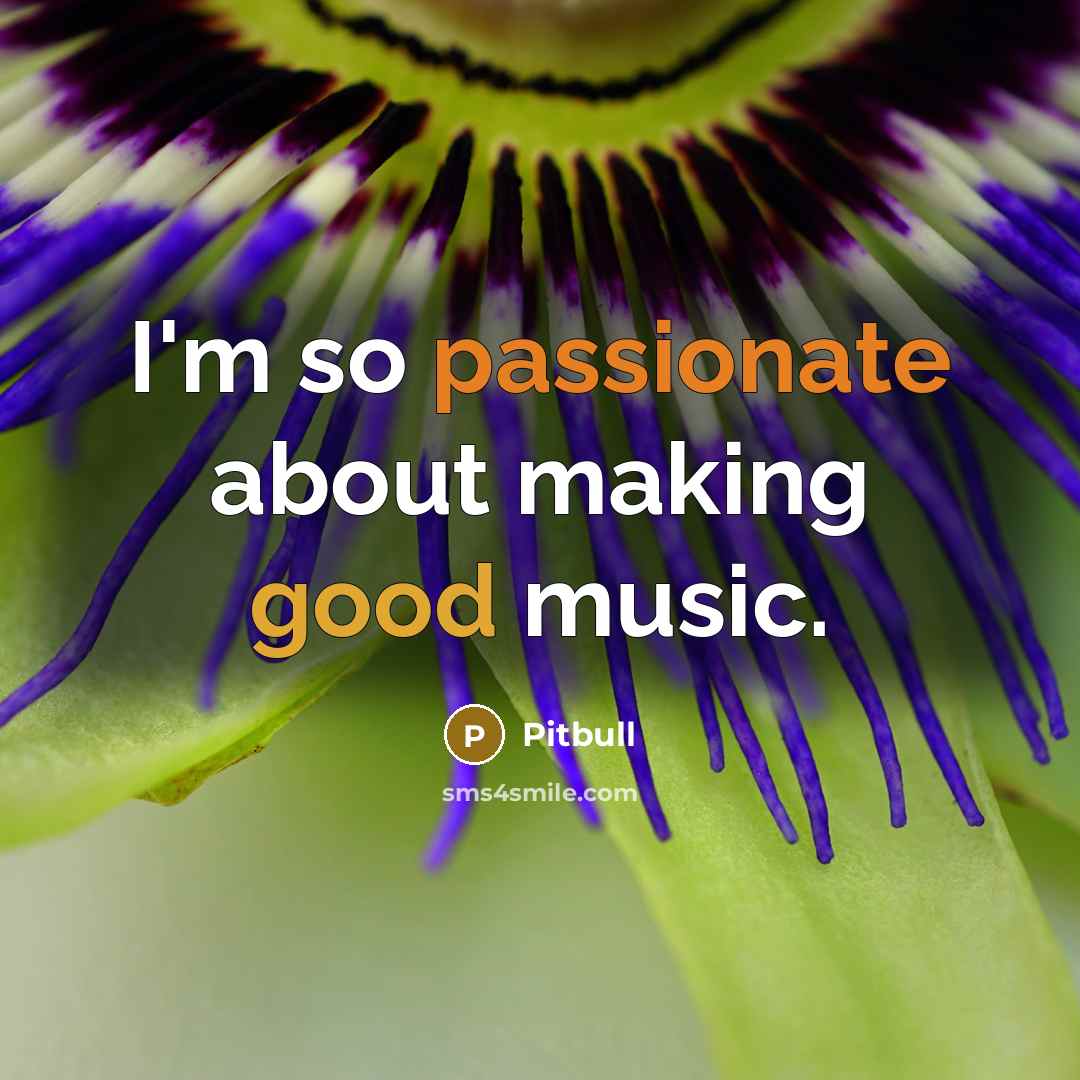 “I'm so passionate about making good music.” quote by Pitbull