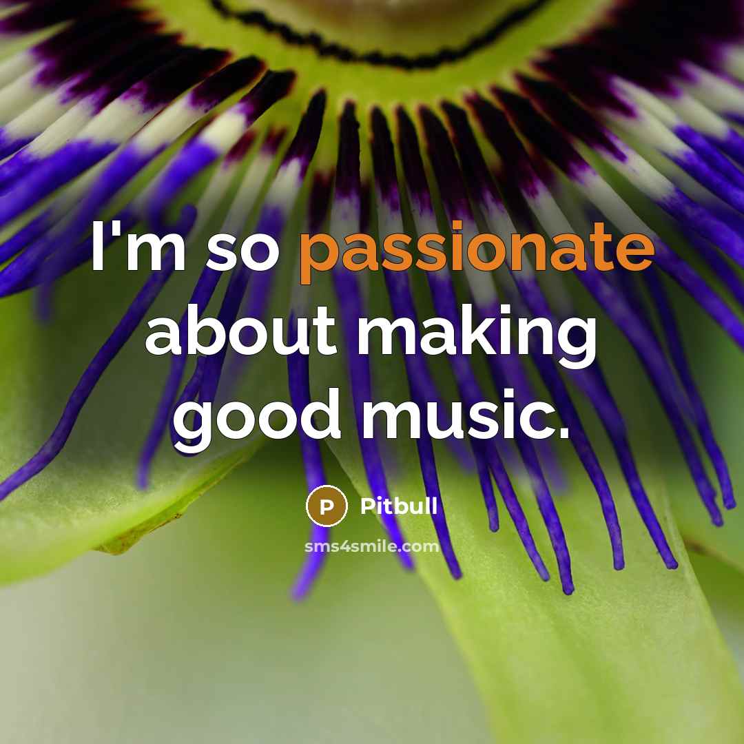 “I'm so passionate about making good music.…” quote by Pitbull
