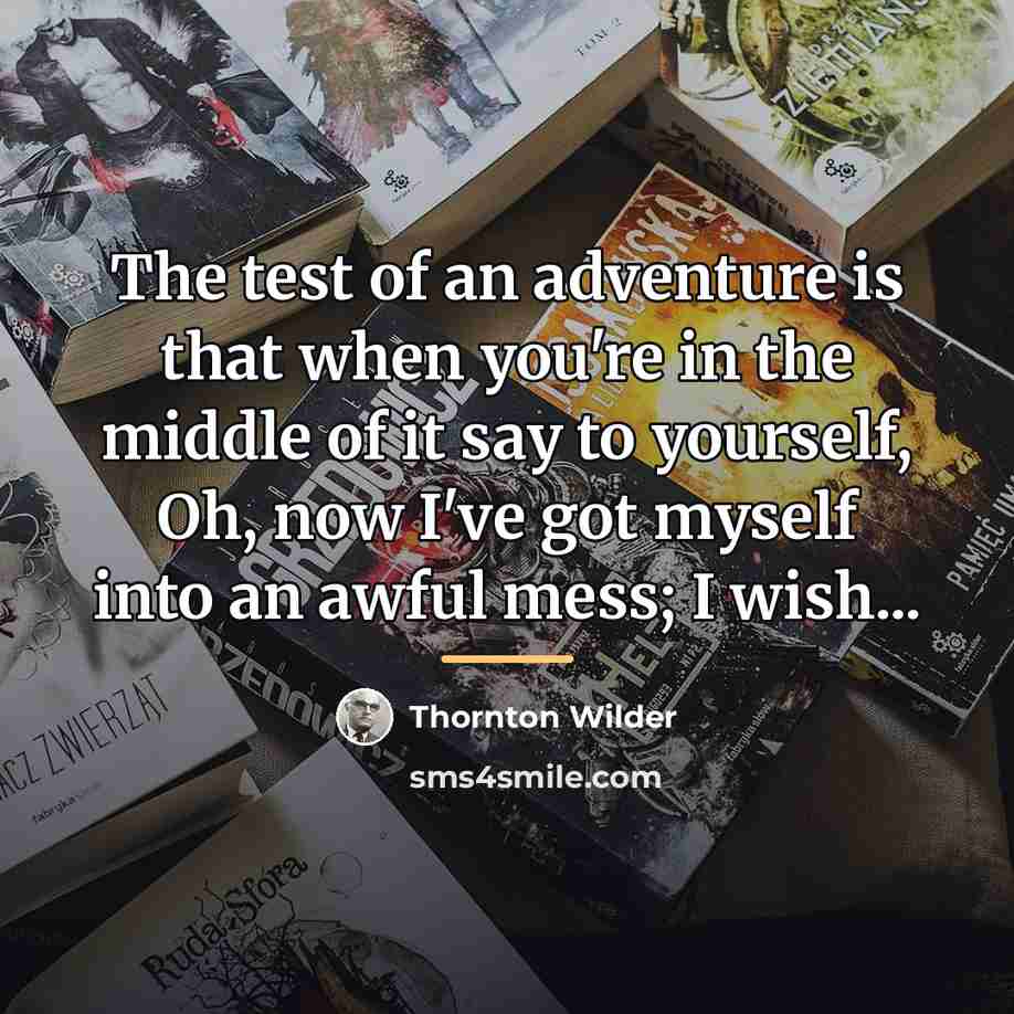 “The test of an adventure is that when you're in…” quote by Thornton Wilder