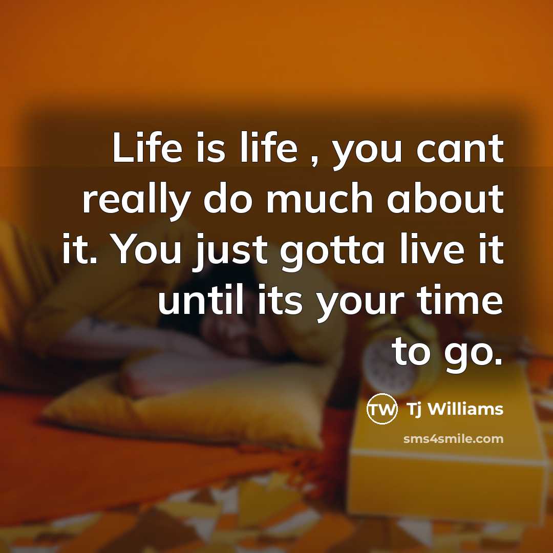 “Life is life , you cant really do much about…” quote by Tj Williams