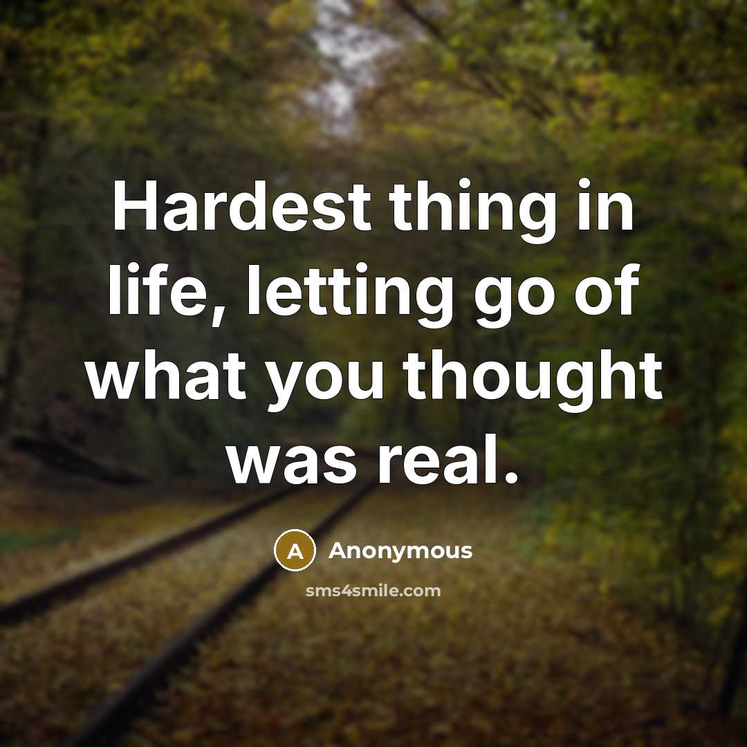 “Hardest thing in life, letting go of what you thought was real.” quote by Anonymous