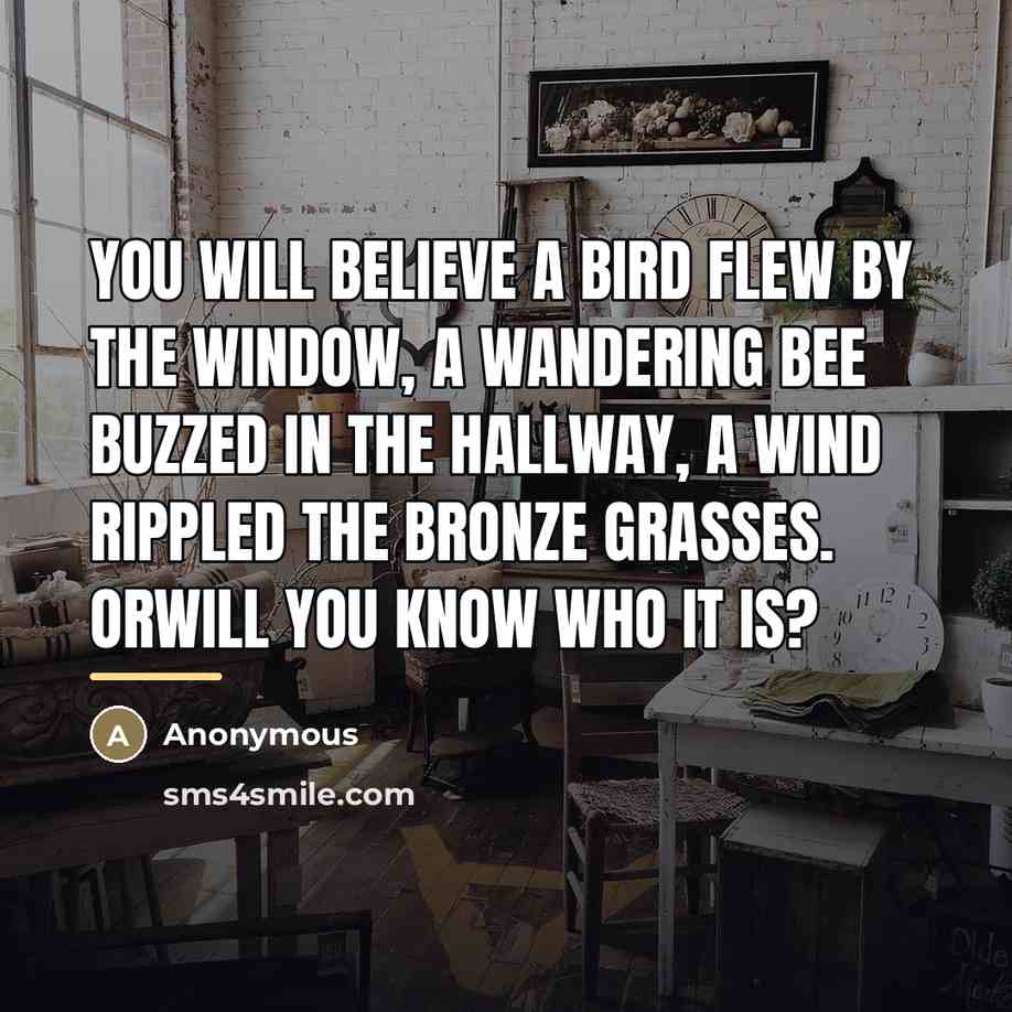 “You will believe a bird flew by the window, a…” quote by Anonymous