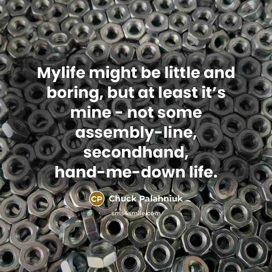 “Mylife might be little and boring, but at least it’s…” quote by Chuck Palahniuk