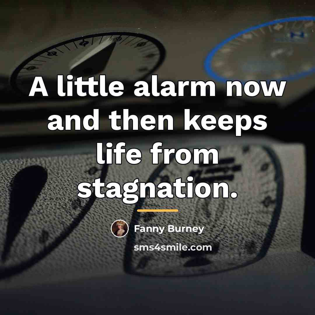 “A little alarm now and then keeps life from stagnation.…” quote by Fanny Burney
