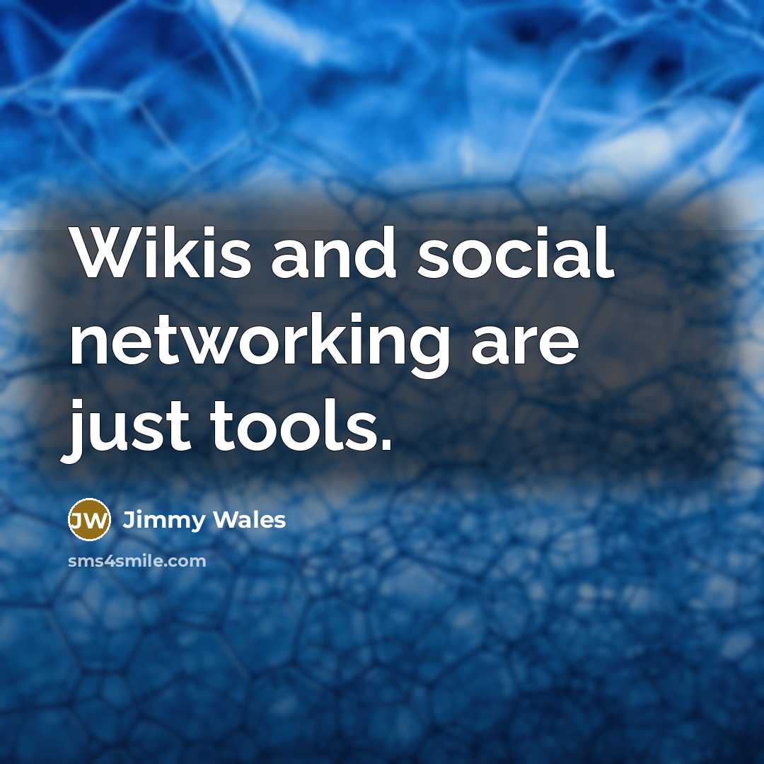 “Wikis and social networking are just tools.…” quote by Jimmy Wales