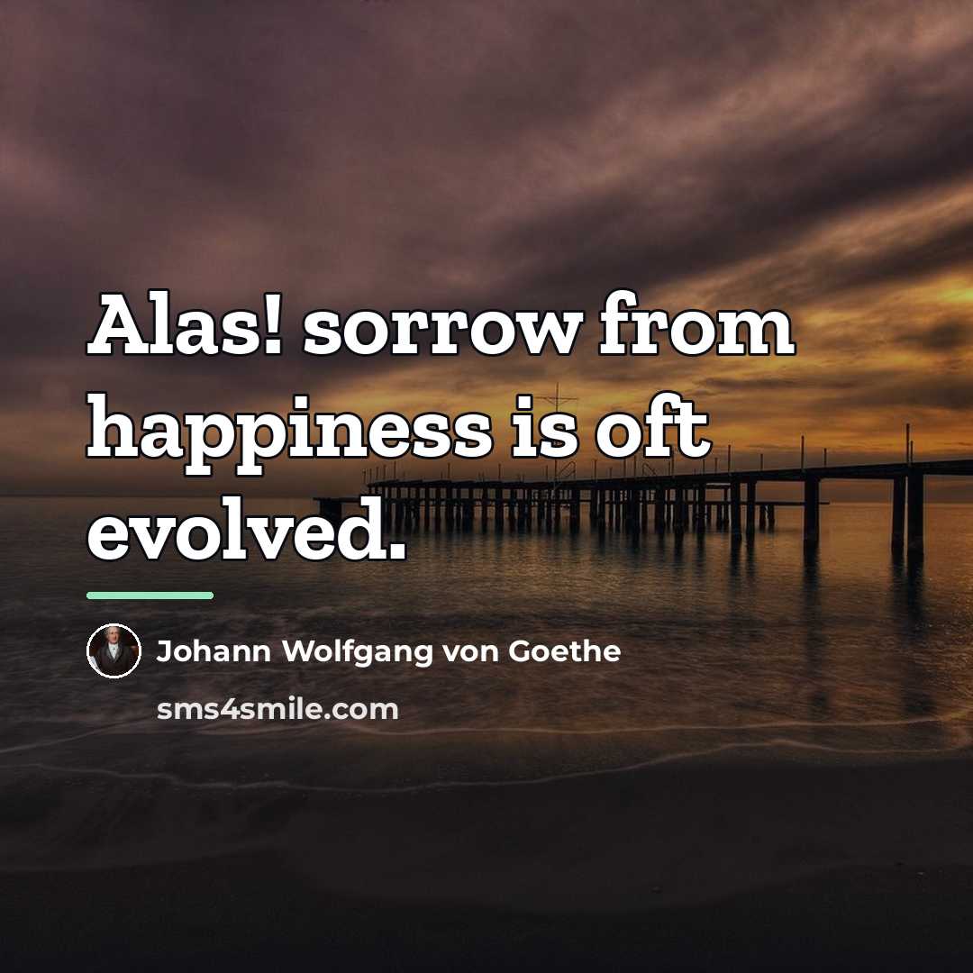 “Alas! sorrow from happiness is oft evolved.…” quote by Johann Wolfgang von Goethe