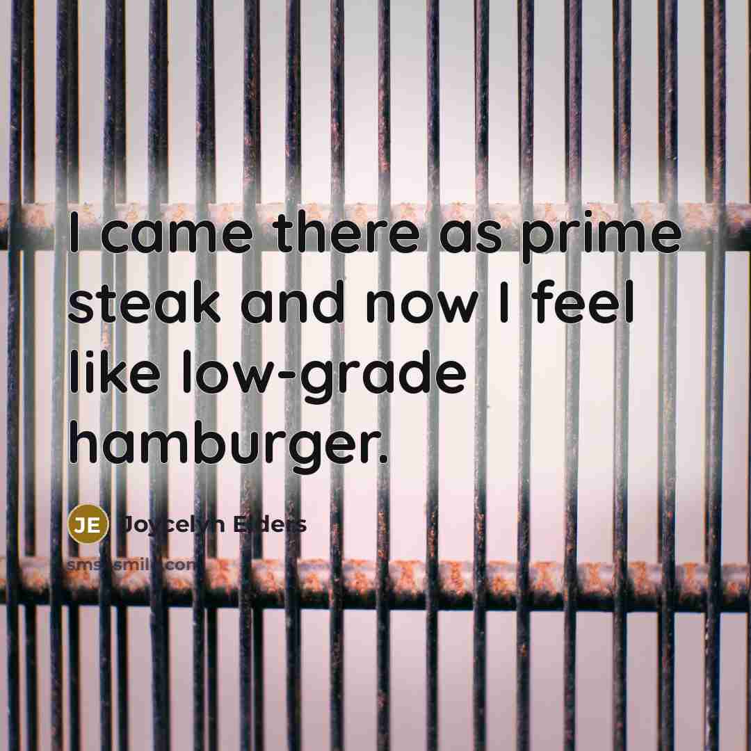 “I came there as prime steak and now I feel…” quote by Joycelyn Elders