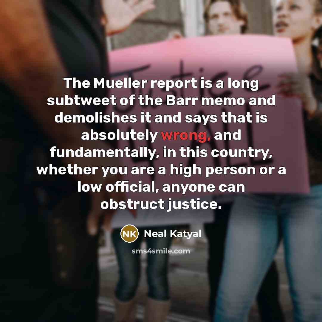 “The Mueller report is a long subtweet of the Barr…” quote by Neal Katyal